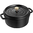 STAUB Cast Iron Dutch Oven 4-qt Round Cocotte, Made in France, Serves 3-4, Matte Black