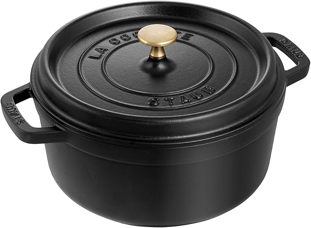 Staub Cast Iron Round Cocotte, Dutch Oven, 4-quart, serves 3-4,