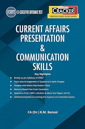 Taxmann's CRACKER for Current Affairs, Presentation &amp; Communication Skills – Covering Past Exam Topic-wise Questions &amp; Answers with Hints &amp; Explanation | CS Executive Entrance Test (CSEET)