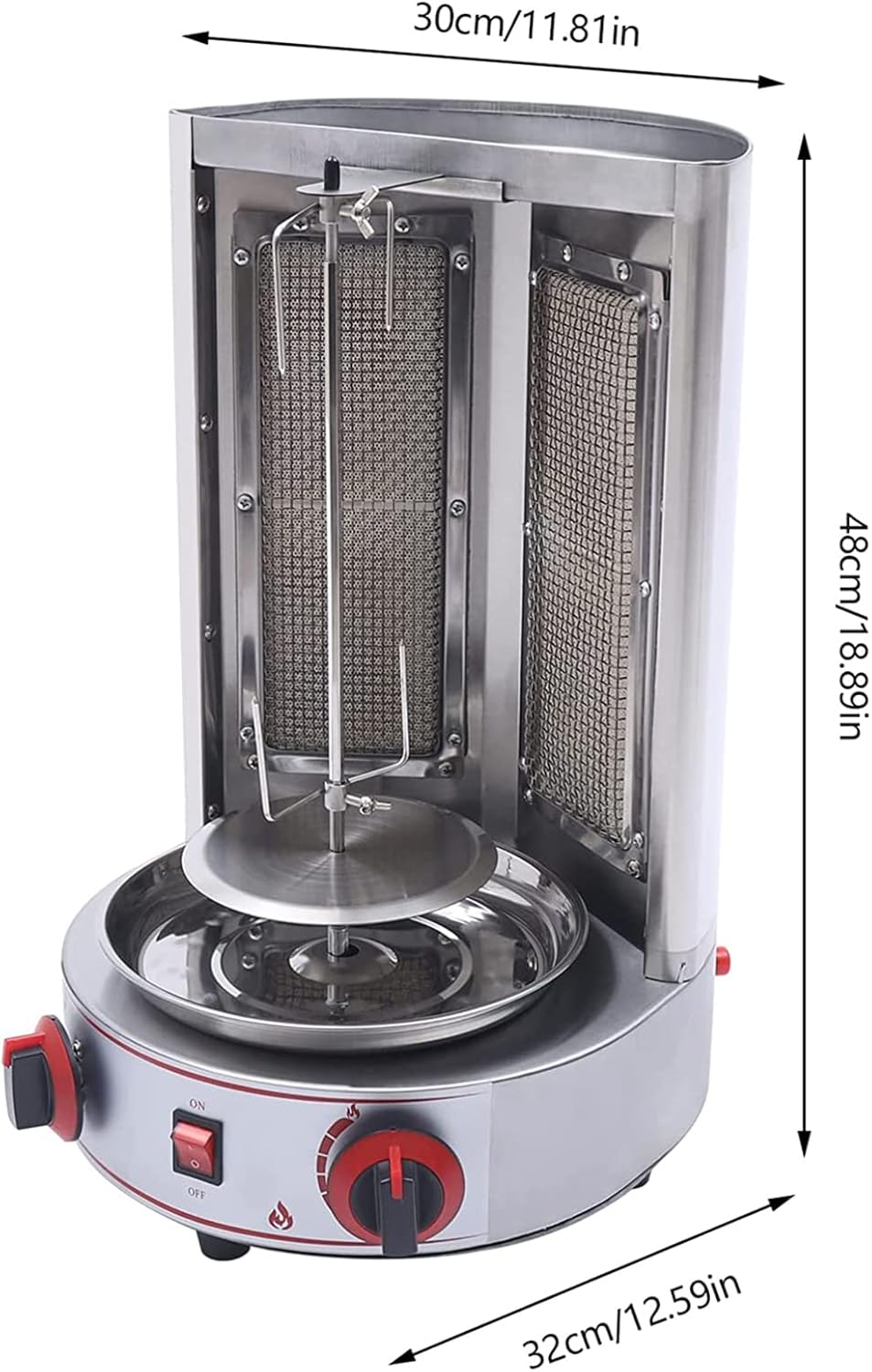 Grill Machine Propane Doner Kebab Machine Vertical Gas Broiler Shawarma Machine Spinning Doner, for Family Restaurants Gatherings Picnics,