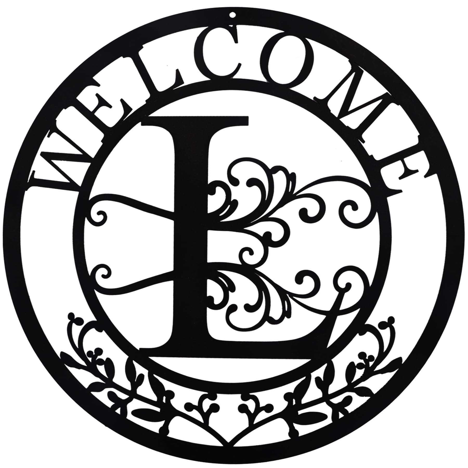 TINGDONG Metal Monogrammed Initial Welcome Sign, Metal Letter Wall Art Decor, Name Sign for Home Porch Front Door Outdoor (L)