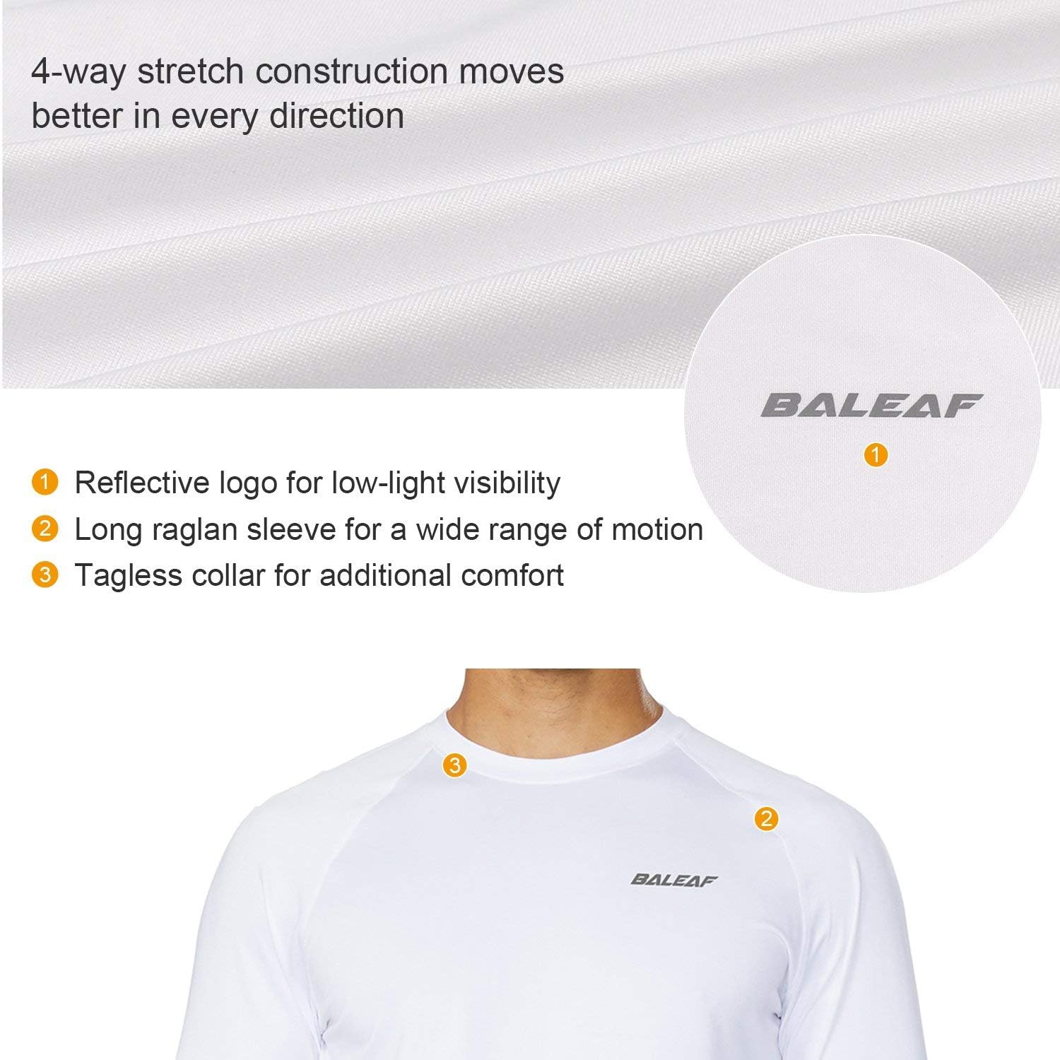 baleaf Men's Long Sleeve Running Shirts Quick Dry Workout Shirts Athletic T-Shirts Lightweight Soft Fishing Tee Tops - Image 4