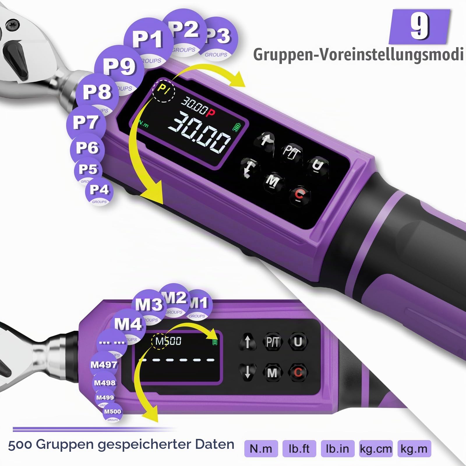 ANPUDS Digitaler Drehmomentschlüssel 1/4", 0.45-30Nm Drehmomentschlüssel