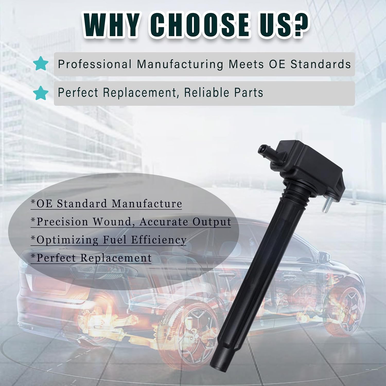 UF751 Ignition Coil Pack Set of 4 Compatible with Chrysler 200 Jeep Renegade Cherokee Compass Fiat 500X Dodge Dart Ram ProMaster City 2013-2021 2.4L, UF754, 68242286AA, 68080580AB, 0221504050