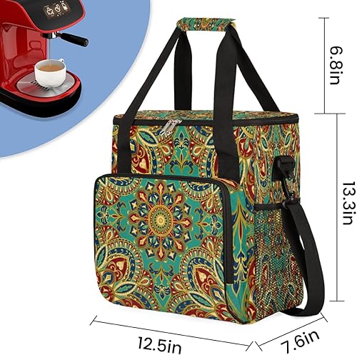 Miniatura 2 de Bolsa de transporte para cafetera de mandala con patrón retro para Keurig K-Mini o K-Mini Plus K-Cup Pods Almacenamiento portátil Cafetera Bolsa de
