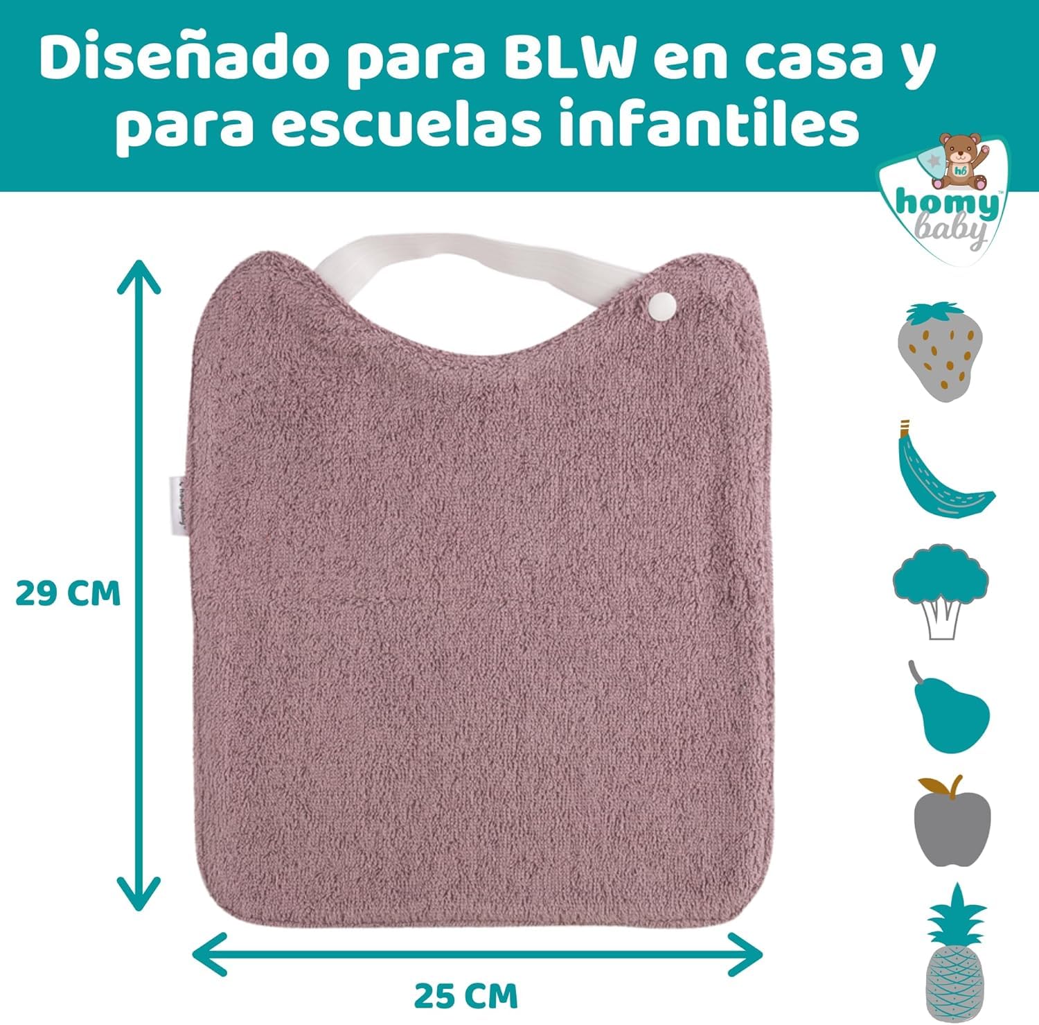 HOMYBABY® Lot 5 Bavoirs Bebe pour DME en Éponge - Bavoir Elastique Maternelle - Idéal pour la Crèche - Bavoir Imperméable Bébé Réutilisable - Puericulture bébé