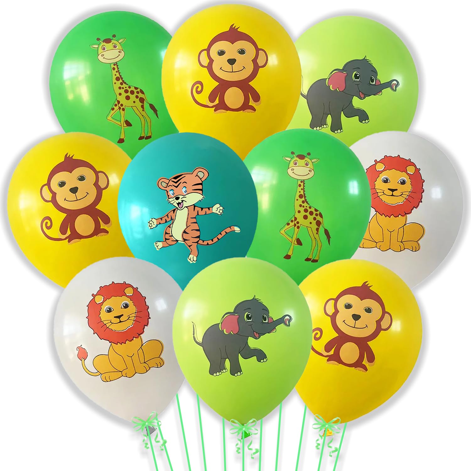 Rozi Decoration Jungle Safari Animal Printed Balloons – Pack of 10 Latex Balloons with Lion, Monkey, Elephant, Tiger & Giraffe Designs for Kids Birthday Party Decorations-image-49