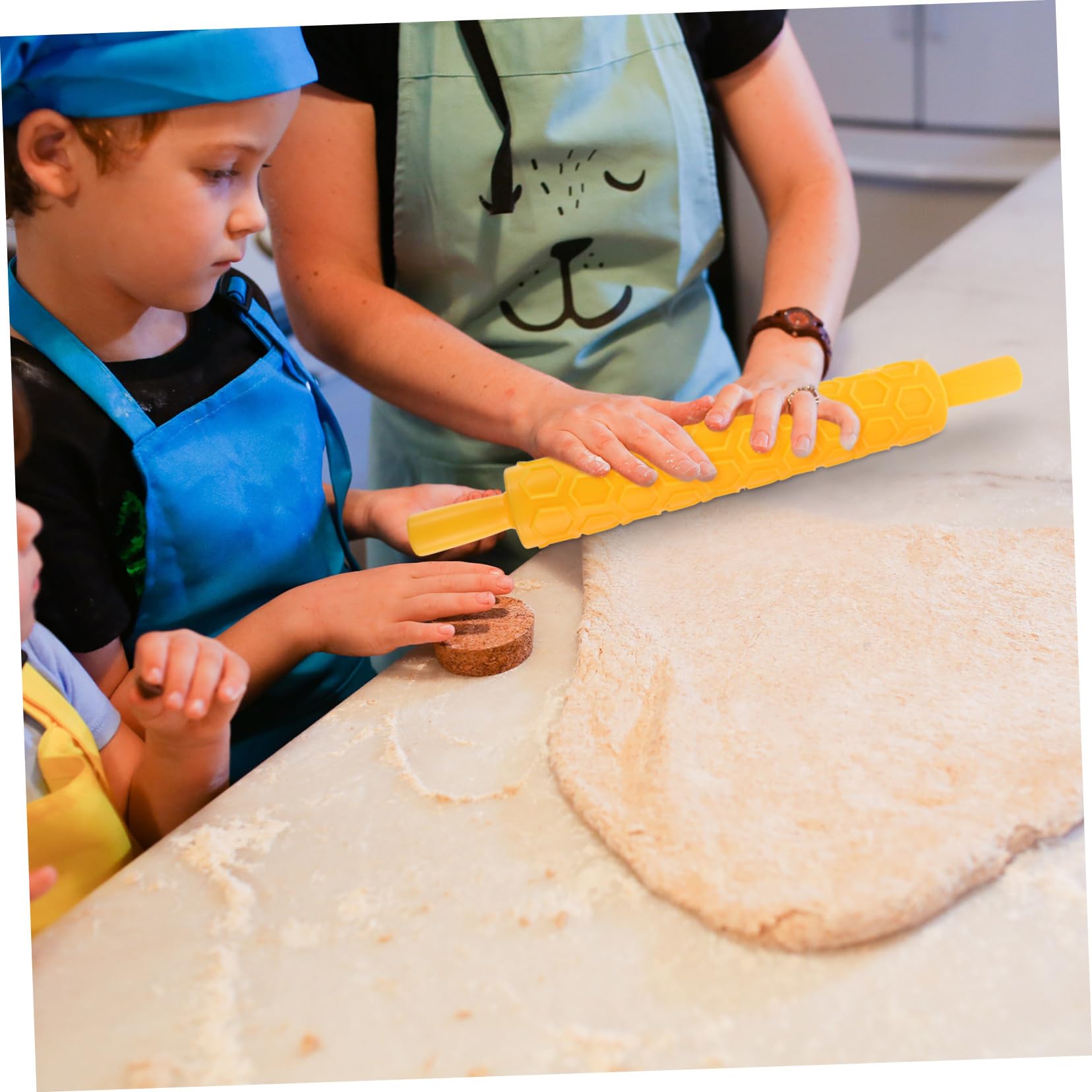 4 Stück Geprägtes Keks Nudelholz aus Lebensmittelechtem Kunststoff Leicht und Kreativ für Gleichmäßige Teigtextur Beim Backen und Geselligem Beisammensein Zufällige Farbe