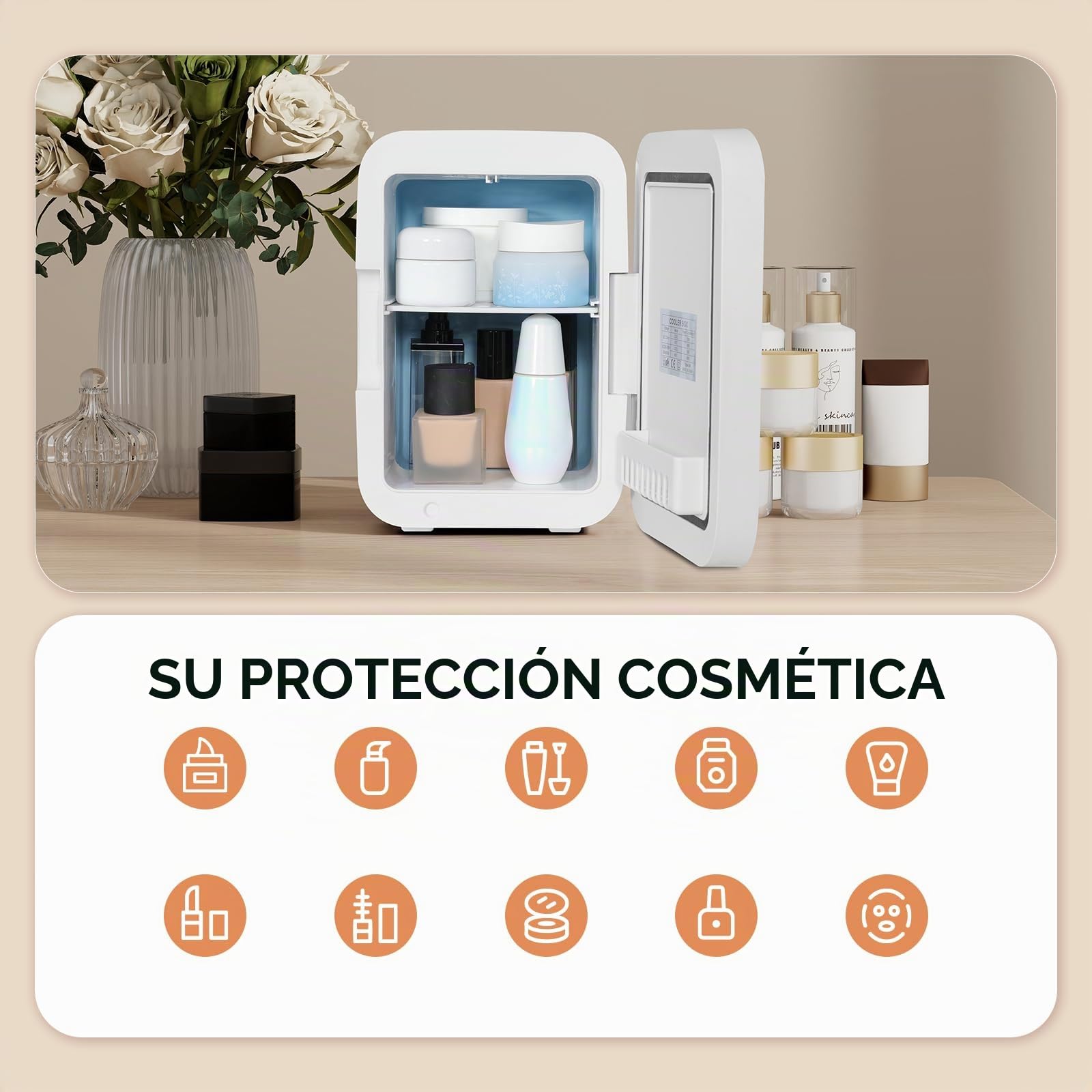 YU YUSING Nevera Pequeña para Maquillaje 4 L, Mini Nevera Cosmética