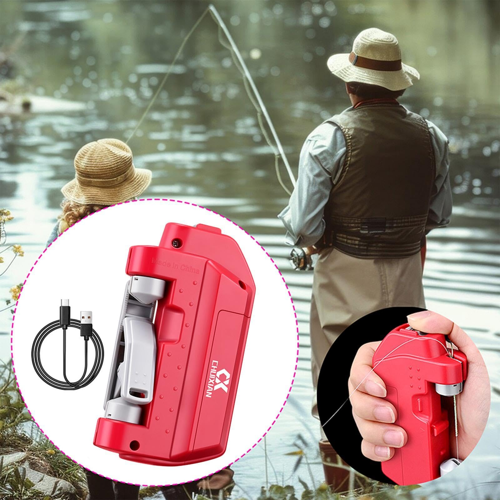 predolo Anudador de Pesca Eléctrico, Alimentado por USB, Portátil, Rápido Y Práctico, Herramienta para Hacer Nudos, Equipo de Pesca