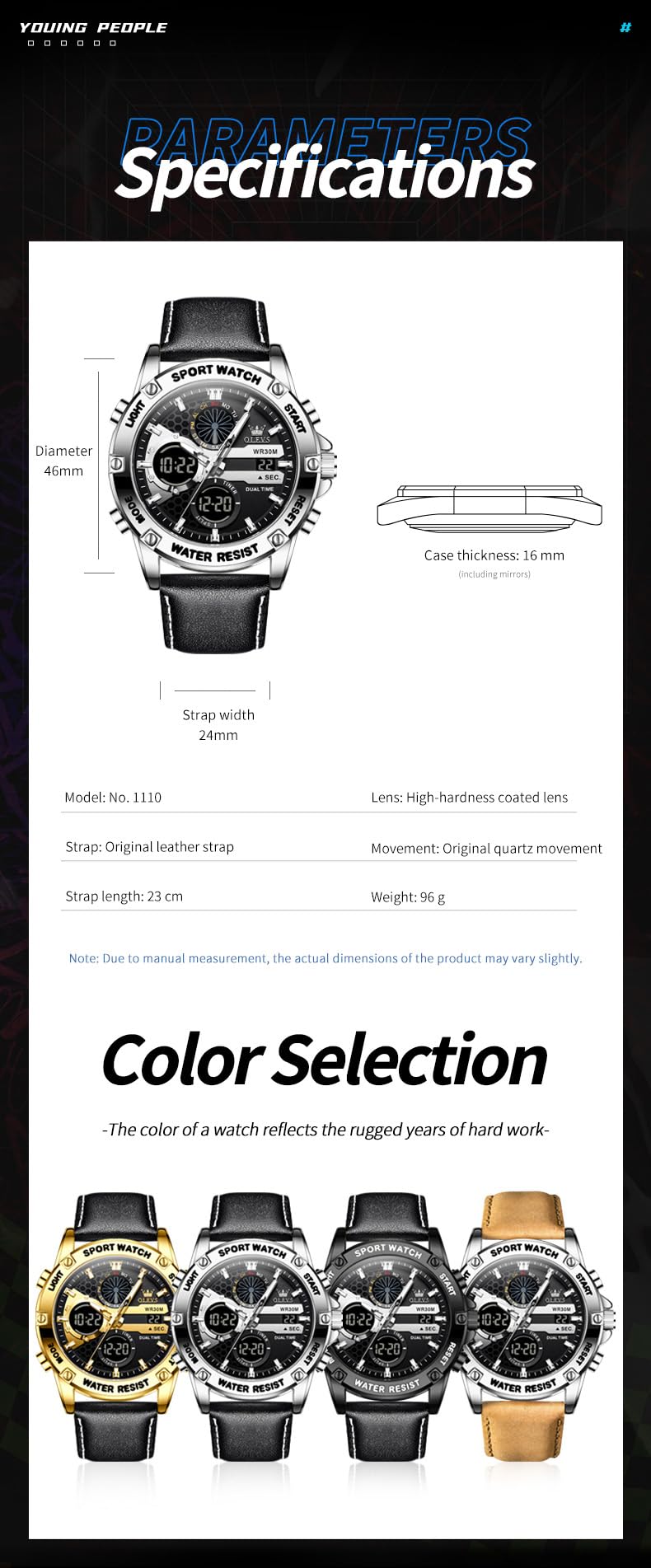 OLEVS Reloj de pulsera para hombre, con cronógrafo, para negocios, calendario digital, impermeable, para hombre