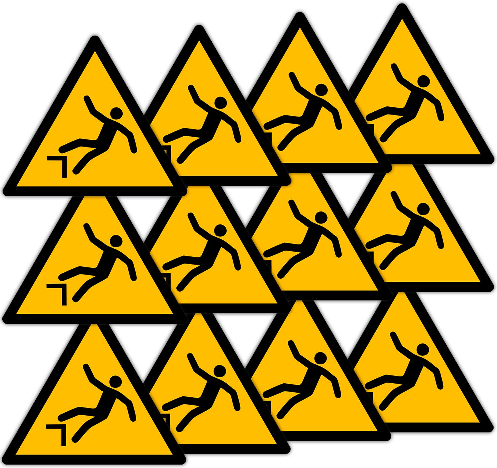 Autocollant Avertissement Triangle Becral - 12 Unités en Polyester Jaune et Noir