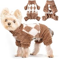 Vista 11 de Suéteres para perros pequeños para invierno, pijamas de perro de tamaño pequeño para niños y niñas, ropa de forro polar para mascotas, atuendo