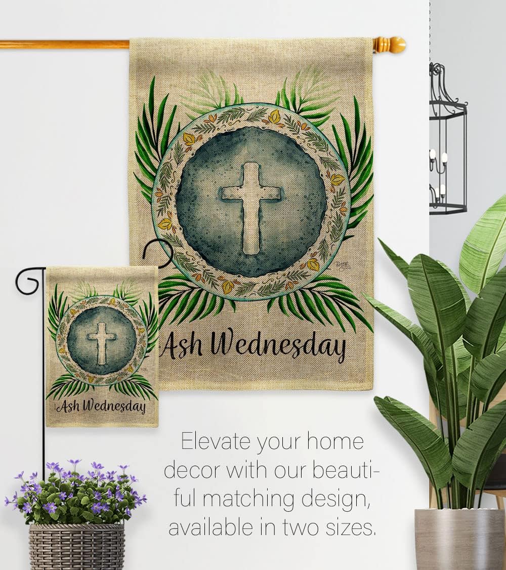 Breeze Decor Holy Ash Wednesday Burlap Garden Flag Religious Faith Hope Grace Peace Dove Christian Religion Easter House Decoration Banner Small Yard Gift Double-Sided, Made in USA