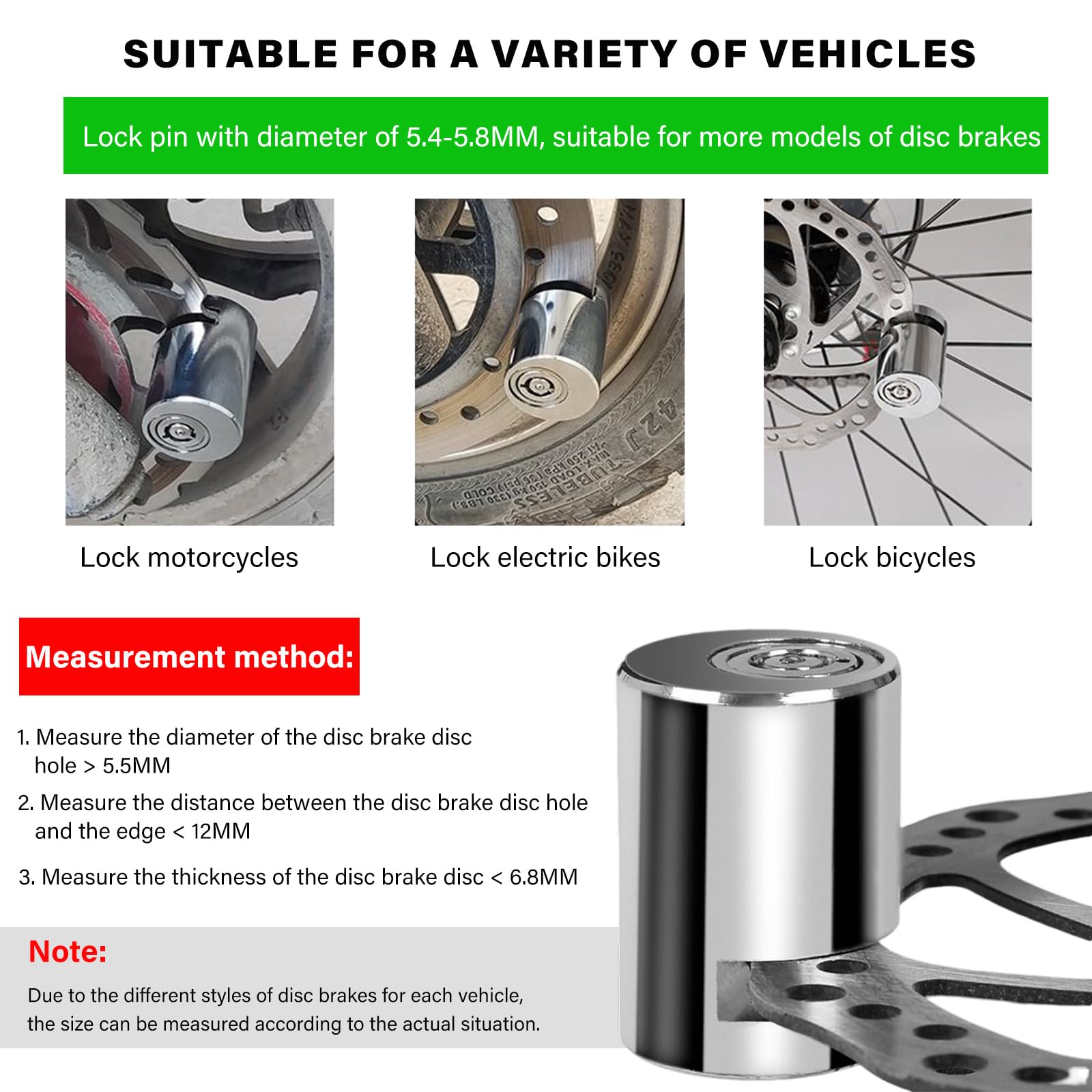Snapklik.com : KVAEY 2PCS Motorcycle Disc Brake Lock, Anti Theft ...