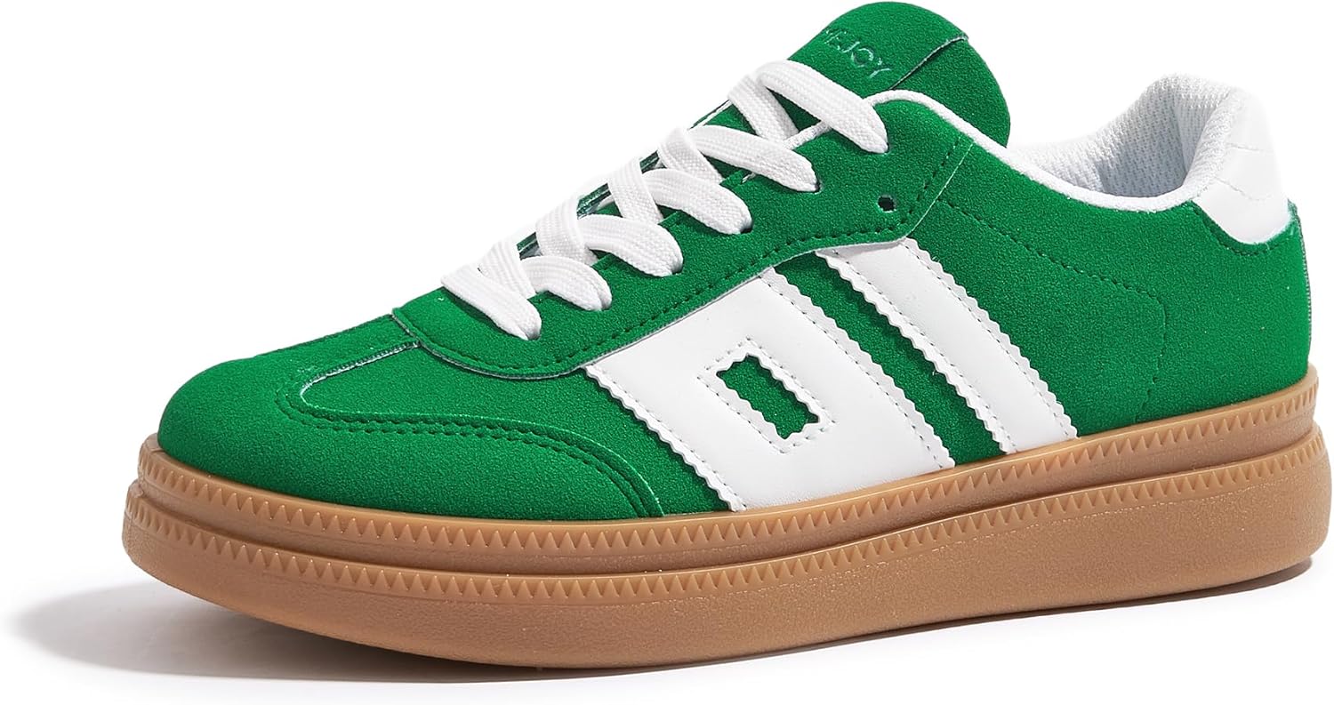 Women's Platform Sneakers Vintage Tennis Shoes with Thick Rubber Gum Sole Breathable Cushioned Comfort for Casual, Sporty & Streetwear