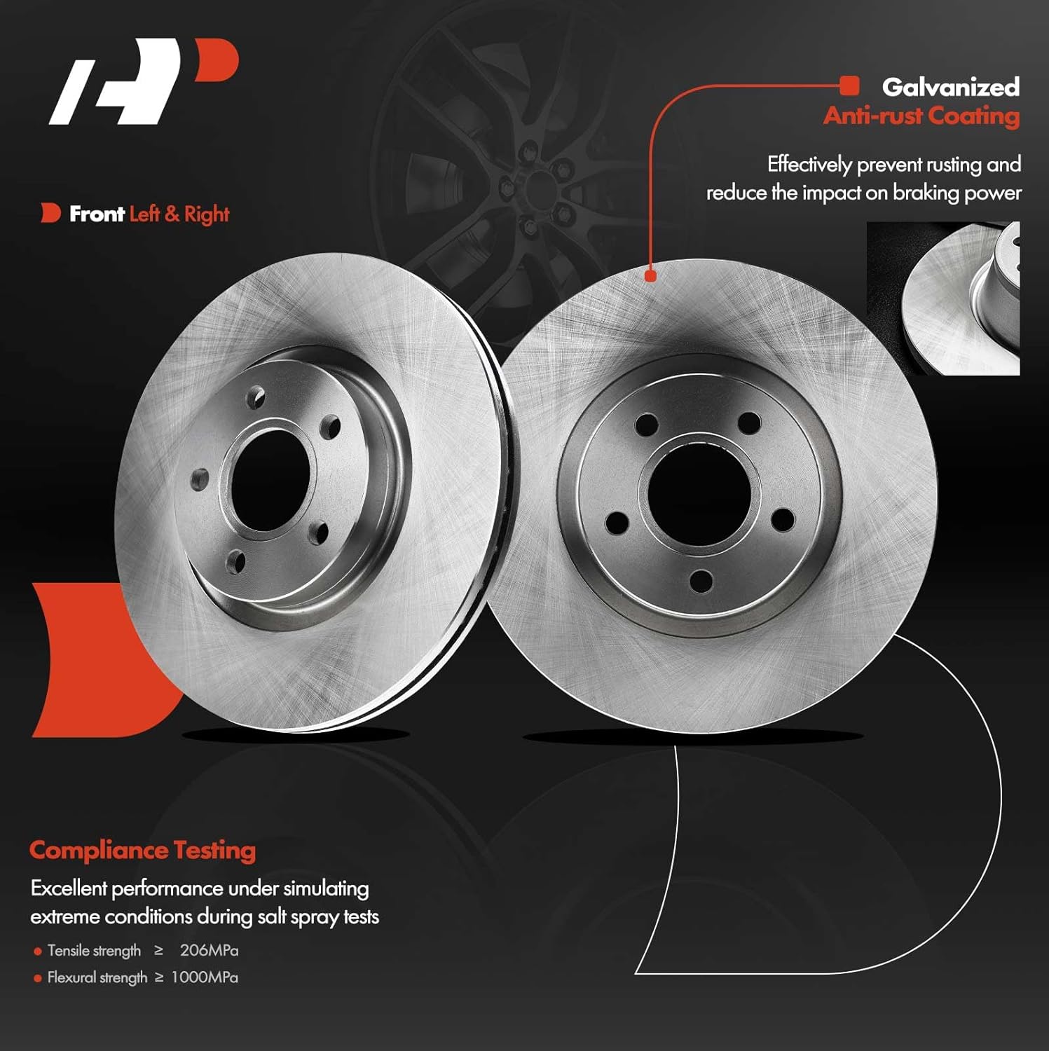 A-Premium 11.81 inch (300mm) Front Vented Disc Brake Rotors Compatible with Select Ford and Volvo Models - Escape 2013-2019, C-Max 2013-2017, C30 2007-2013, C70 2006-2012, S40 2004-2011 V50, 2-PC Set