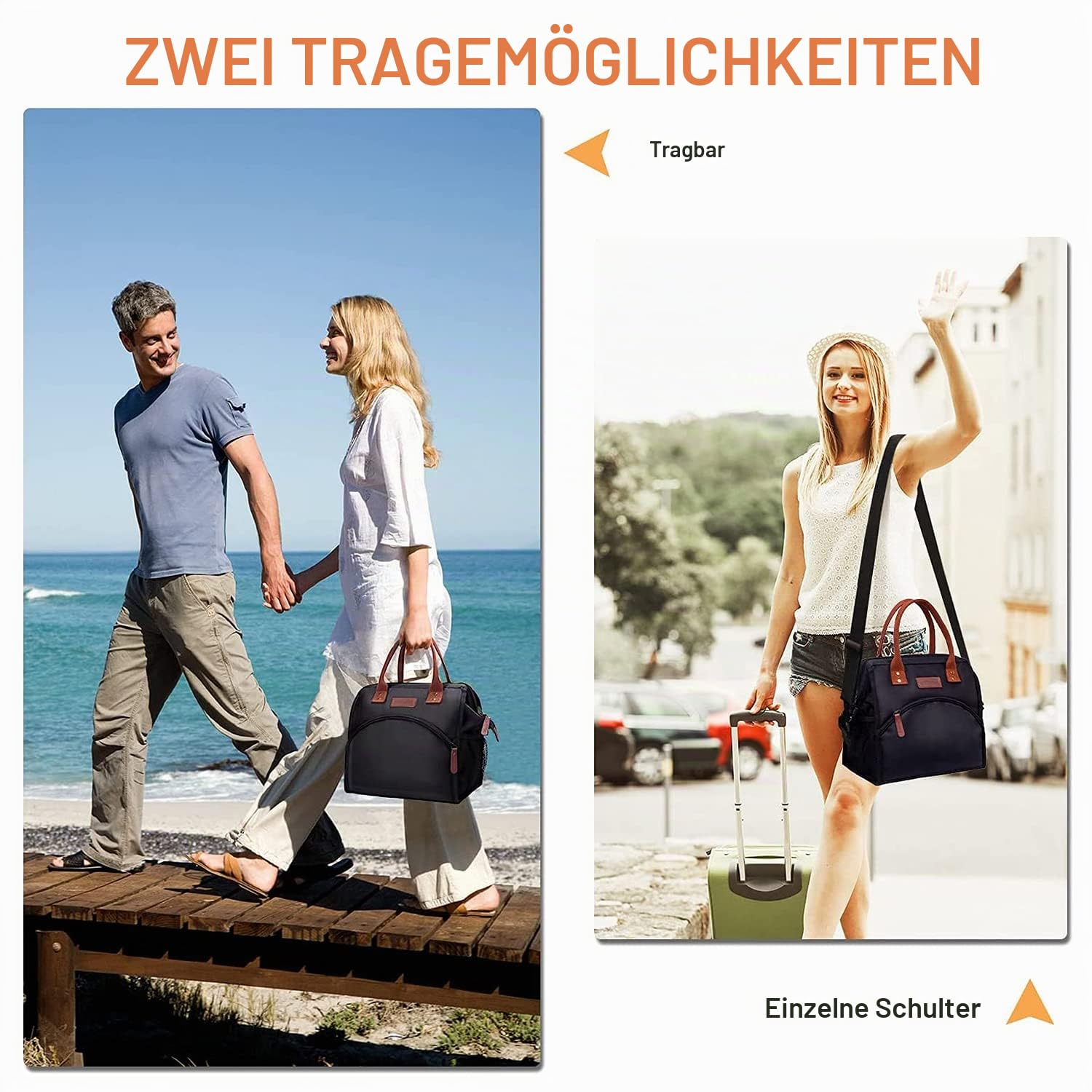 Kühltasche Picknicktasche, ANGGO Grosse Kapazität Kühlbox Lunchtasche Wasserdicht und Auslaufsicher, Cooler Bag Isoliertasche Thermotasche für Strand, Picknick, Ausflüge, Barbecue, Büro