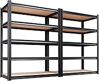 Vista 15 de Estantería de garaje de 71 pulgadas de alto, estantes de almacenamiento de 5 niveles, metal resistente, estante ajustable de acero para almacén