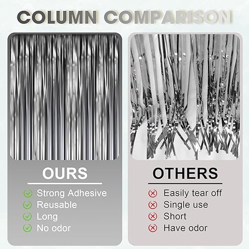 Miniatura 68 de Cortinas de fondo de flecos de papel de aluminio para fiestas, 3 piezas, 39.6 x 98.4 pulgadas, azul retro 48 Retro Azul,03 Rosa,04 Rosa