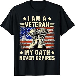 I am A Veteran My Oath Never Expires Veteran Day USA Flag T-Shirt for Women Men
