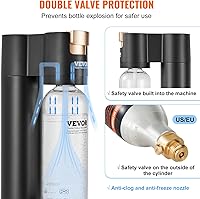 Vista 5 de VEVOR Máquina para hacer agua gasificada, máquina para hacer refrescos para el hogar, fabricante de refrescos con botella de PET de 1 litro sin BPA