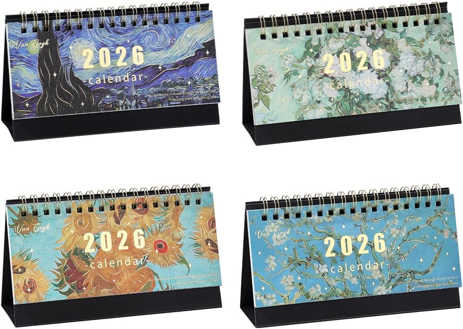 Calendario de escritorio de 6.3 x 3.5 pulgadas, 4 unidades, enero a diciembre, para la escuela en casa, u oficina