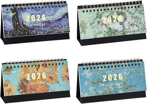 Calendario de escritorio de 6.3 x 3.5 pulgadas, 4 unidades, enero a diciembre, para la escuela en casa, u oficina