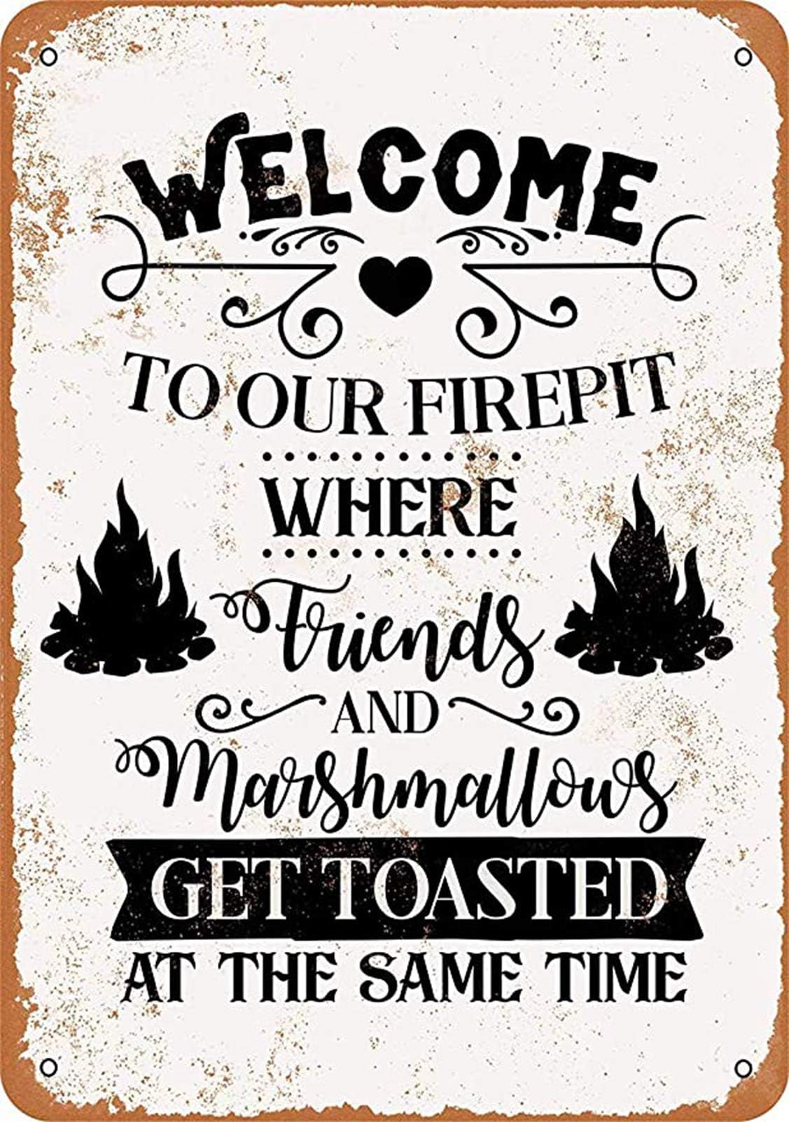 Retro Metal Signs 8" x 12" Vintage Look Welcome Friends Marshmallows Get Toasted Bar Cafe Pub Home Wall Decor