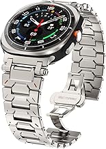 WINGLE Stainless Steel Band for Galaxy Watch Ultra Bands 47mm 2025/2024 Men Rugged Durable Armor Metal Band Classy Casual Business Samsung Galaxy Watch Ultra Bands Butterfly Folding Clasp, Titanium