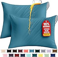 Vista 13 de Utopia Bedding Protector de almohada impermeable, con cremallera, paquete de 2, beige, estándar, funda de almohada a prueba de chinches, de 20 x 26