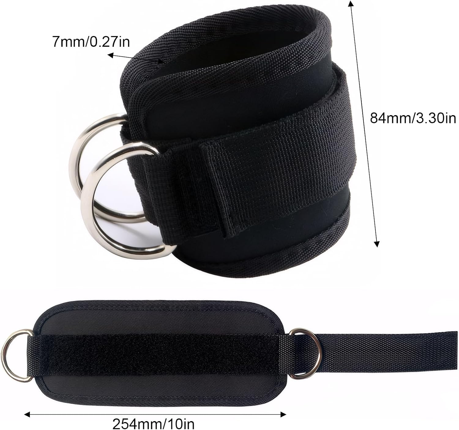 2 PCS Weightlifting Straps with D Ring,Adjustable Wrist Cuffs Gym,Padded Wrist Cuffs,for Cable Machines Strength Training Equipment,Black thumbnail
