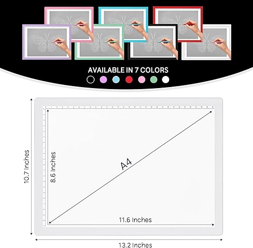 Miniatura 88 de iVyne Almohadilla de luz recargable A4 para rastrear y desmalezar, tablero de luz LED para deshierbar vinilo, para herramientas de deshierbe de Rosa