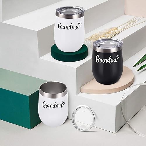 Miniatura 8 de Juego de vasos de vino para abuelos y abuelos, vaso aislado de acero inoxidable con tapa, regalos de Navidad para abuelos para abuela y abuelo de