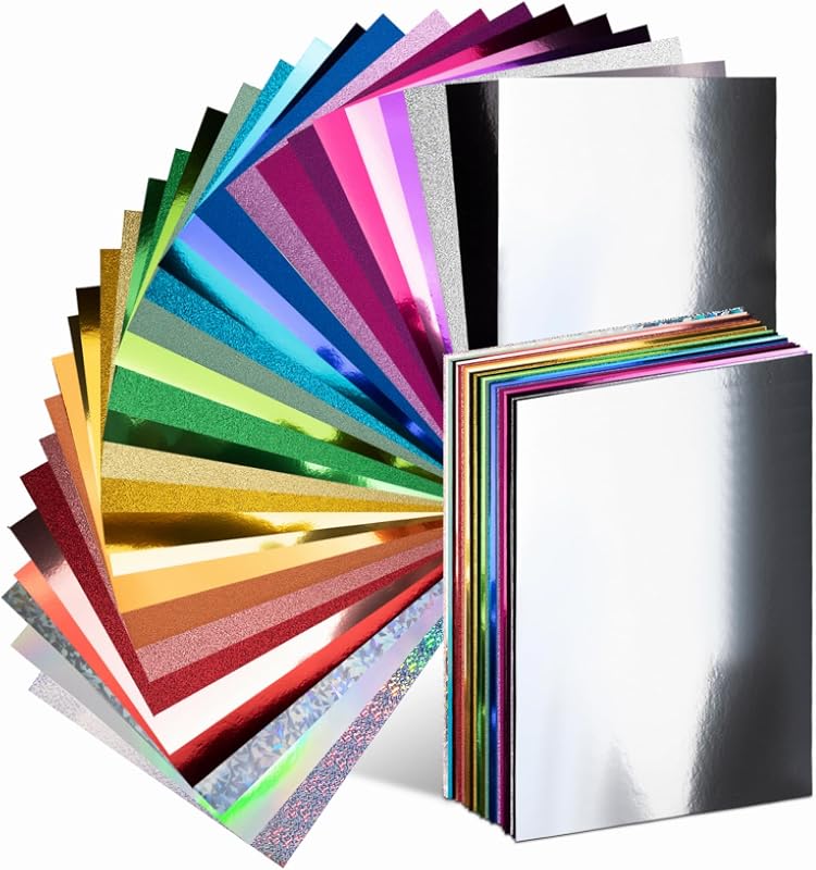 30 Pack Metallic Glitter Cardstock Paper Sheets 8" x 12" Color 250gsm/92lb | Foil Mirror Shimmering Paper For Arts and Crafts, Decorative, Weddings & Birthdays Invitations, Scrapbook Supplies