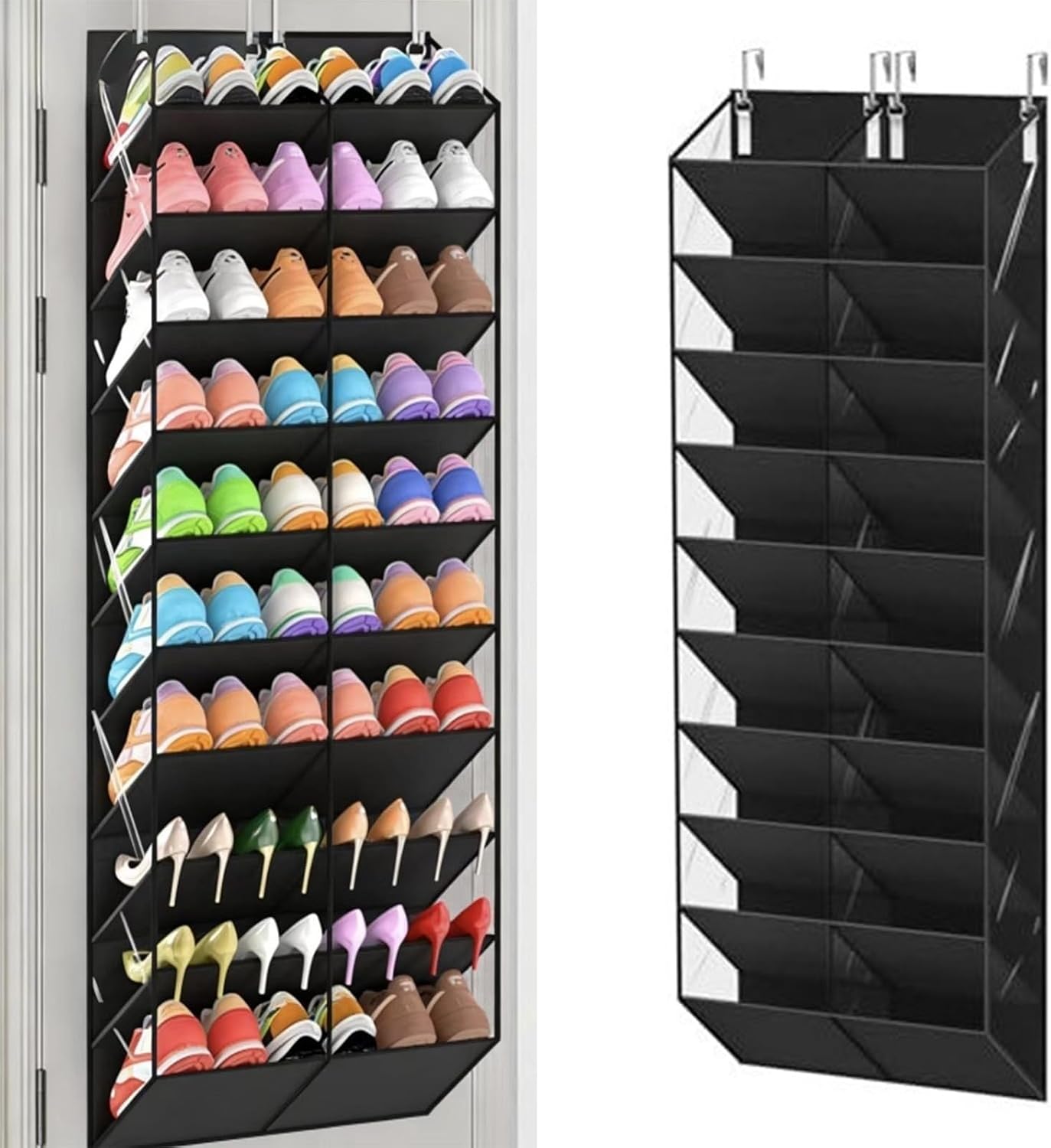 Extra Wide 10 Section Hanging Closet Storage Premium PVC Backed Fabric Increases Storage Space Permanent Hanging Planner