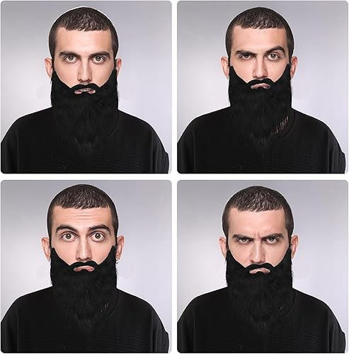 Miniatura 4 de Yolev Barbas falsas para fiesta, bigotes falsos, barba, bigote falso, accesorios de disfraz con cuerda elástica ajustable para Halloween, fiesta de