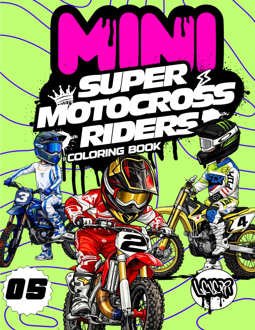 Mini Super Motocross Riders: Dirt Bike Racing Coloring Book for Kids Ages 4 to 8 Featuring Motocross Riders, Supercross Bikes, Stunts, Tricks and Jumps