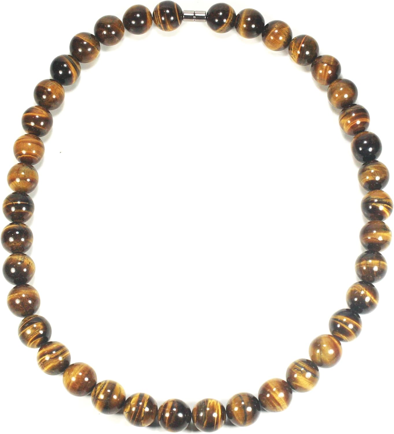 Mens Tiger Eye Necklace - 16mm Large Beaded Necklace - Prosperity Crystals - Anti Depression Jewelry - 24 Inch Chain - Healing Crystal Jewelry