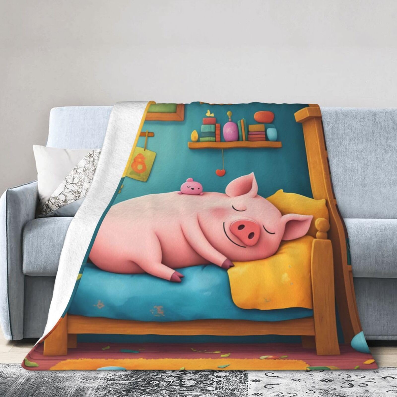 Couverture polaire cochon, le cadeau original et mignon pour petits et grands