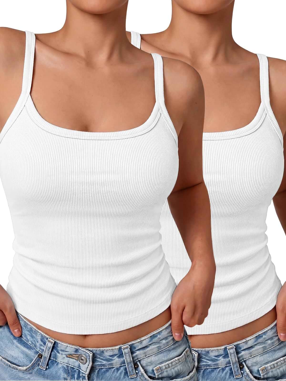 GKBK Women's Ribbed Tank Top Spaghetti Strap Basic Camisole for Going Out Workout Gym