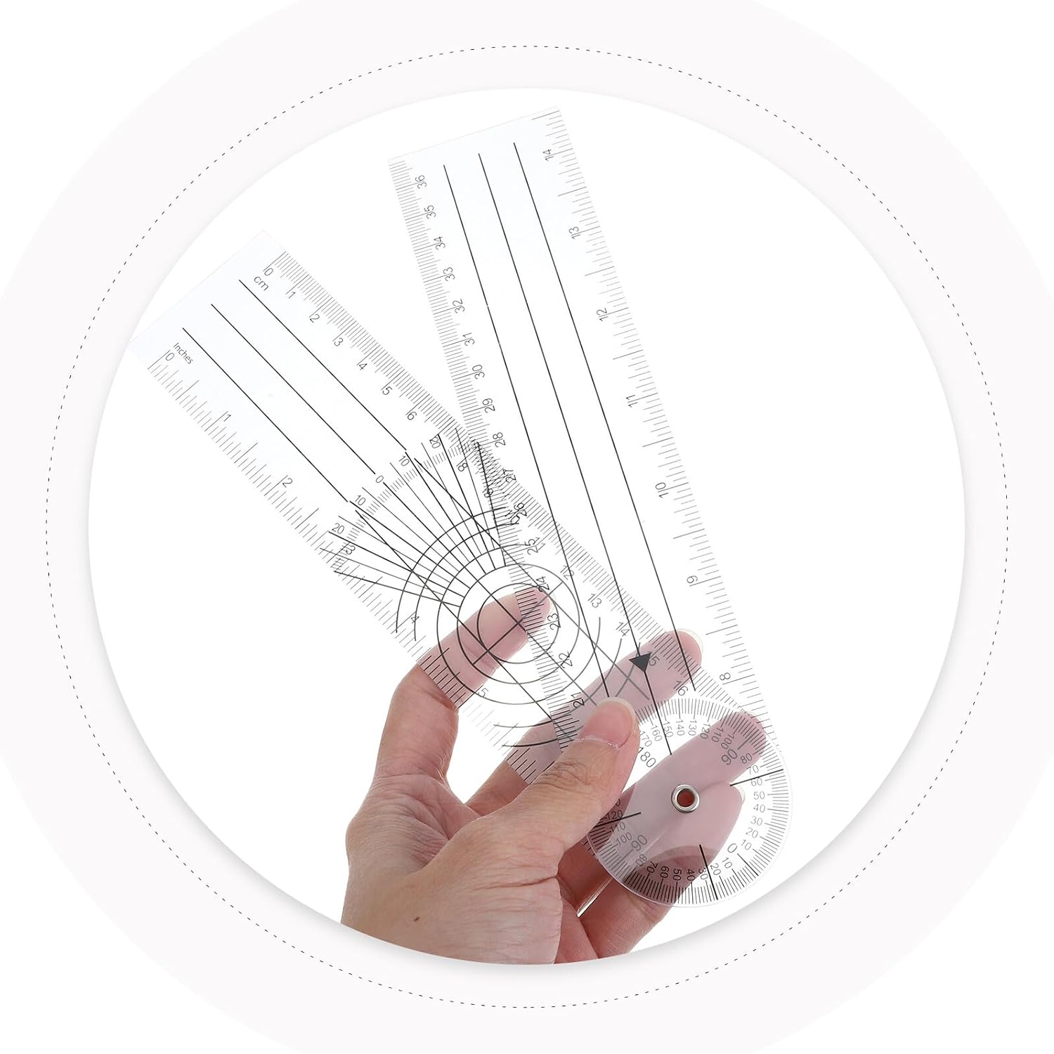BESTOYARD 4pcs 8-inch Plastic Goniometer Angle Ruler Protractor Swing Arm Measurement Tool for Carpentry, Orthopedic Joint Angle Measurement, Two-arm Ruler for Woodworking and School Use