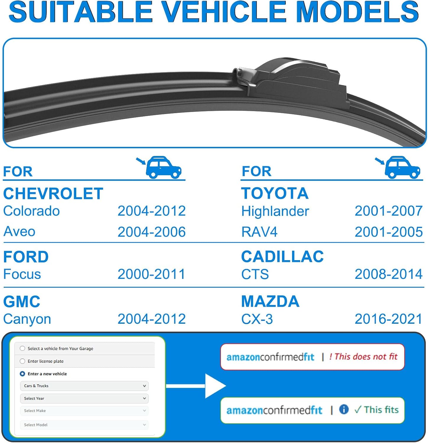 CJPPPZIW® Windshield Wipers -22"+19" Replacement for 2004-2012 Chevrolet Chevy Colorado/2001-2007 Toyota Highlander/2001-2005 Toyota RAV4,OEM Quality Premium All-Season Wiper Blades (Set of 2)