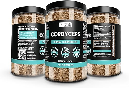 Miniatura 4 de PURE ORIGINAL INGREDIENTS Cordyceps (730 cápsulas) sin magnesio o rellenos de arroz, siempre puro, verificado por laboratorio