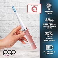 Vista 245 de Cepillo de dientes eléctrico Pop Sonic (plata metálica) – Cepillos de dientes de viaje con batería AAA Cepillos de dientes eléctricos para niños