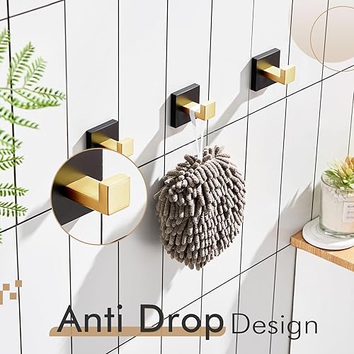 Vista 46 de KOKOSIRI Bathoom - Gancho para toallas, montaje en pared, cuadrado, para bata de baño, gancho para abrigos, cocina, garaje, resistente, acero Cromo