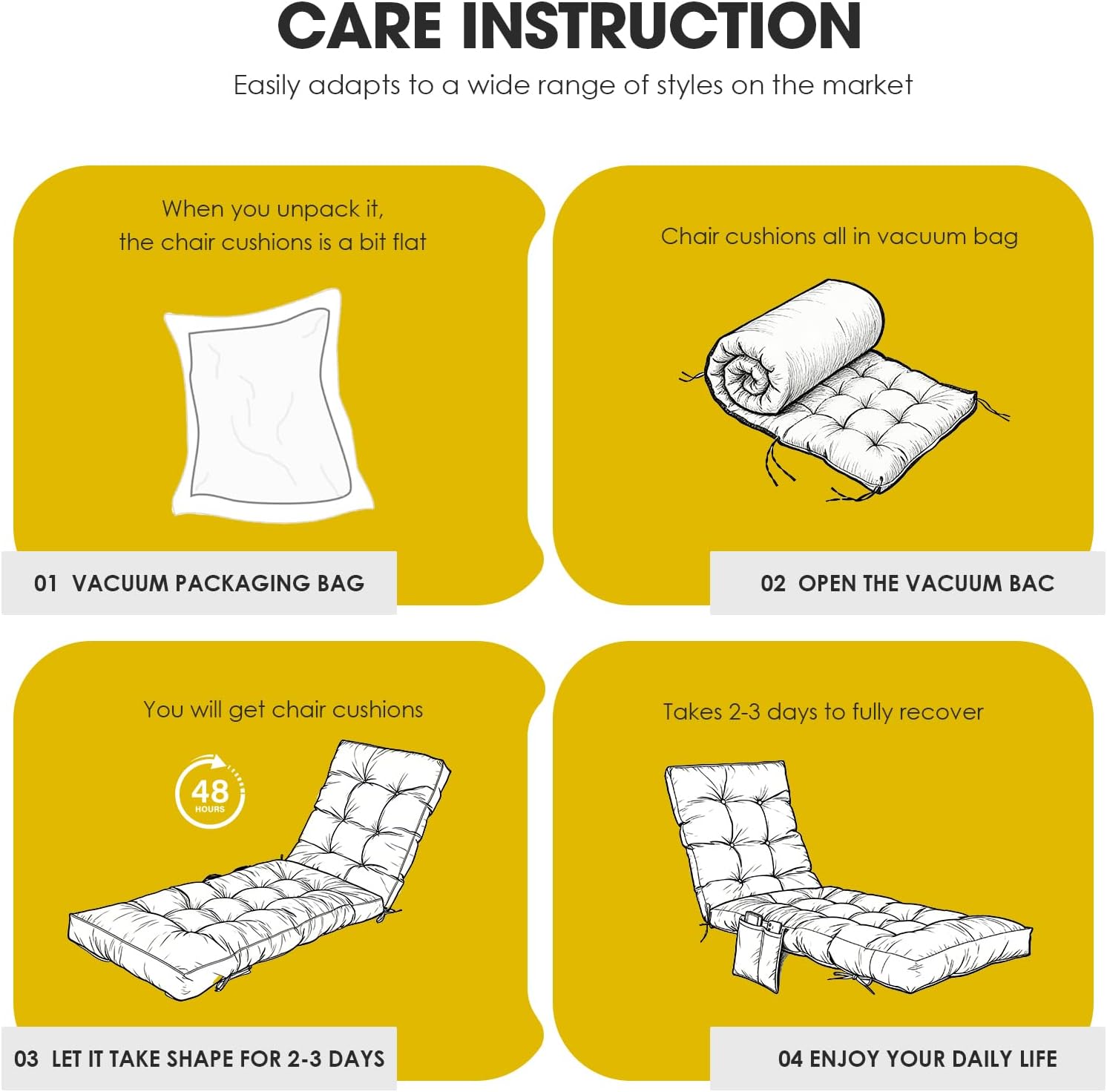 Outdoor Chaise Lounge Chair Cushion,Lounge Chair Cushions Thickened with Headrest and Pocket,Waterproof Replacement Patio Pool Lounge Chair Cushion for Outdoor Furniture with Ties,Dark Green