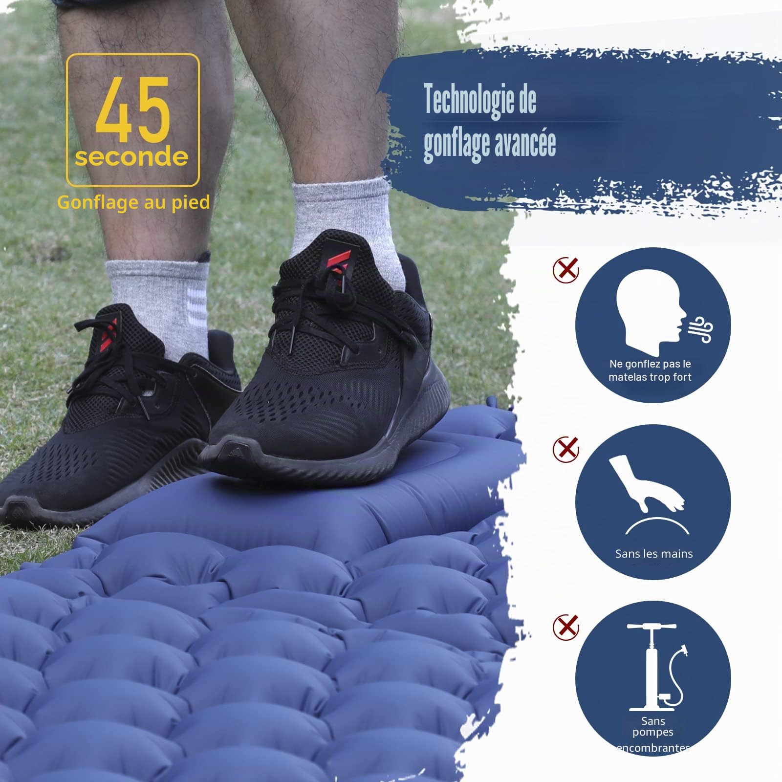 Elegear Matelas Gonflable pour 2 Personnes - Tapis de Couchage Ultra Léger Sans Pompe pour Camping, Randonnée, Voyage, Plage - Accessoires de Camping