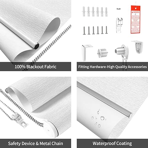 Miniatura 5 de ALLBRIGHT Persianas enrollables para ventanas, 100 % opacas, tela de protección UV, persianas con jacquard a rayas, persianas enrollables para