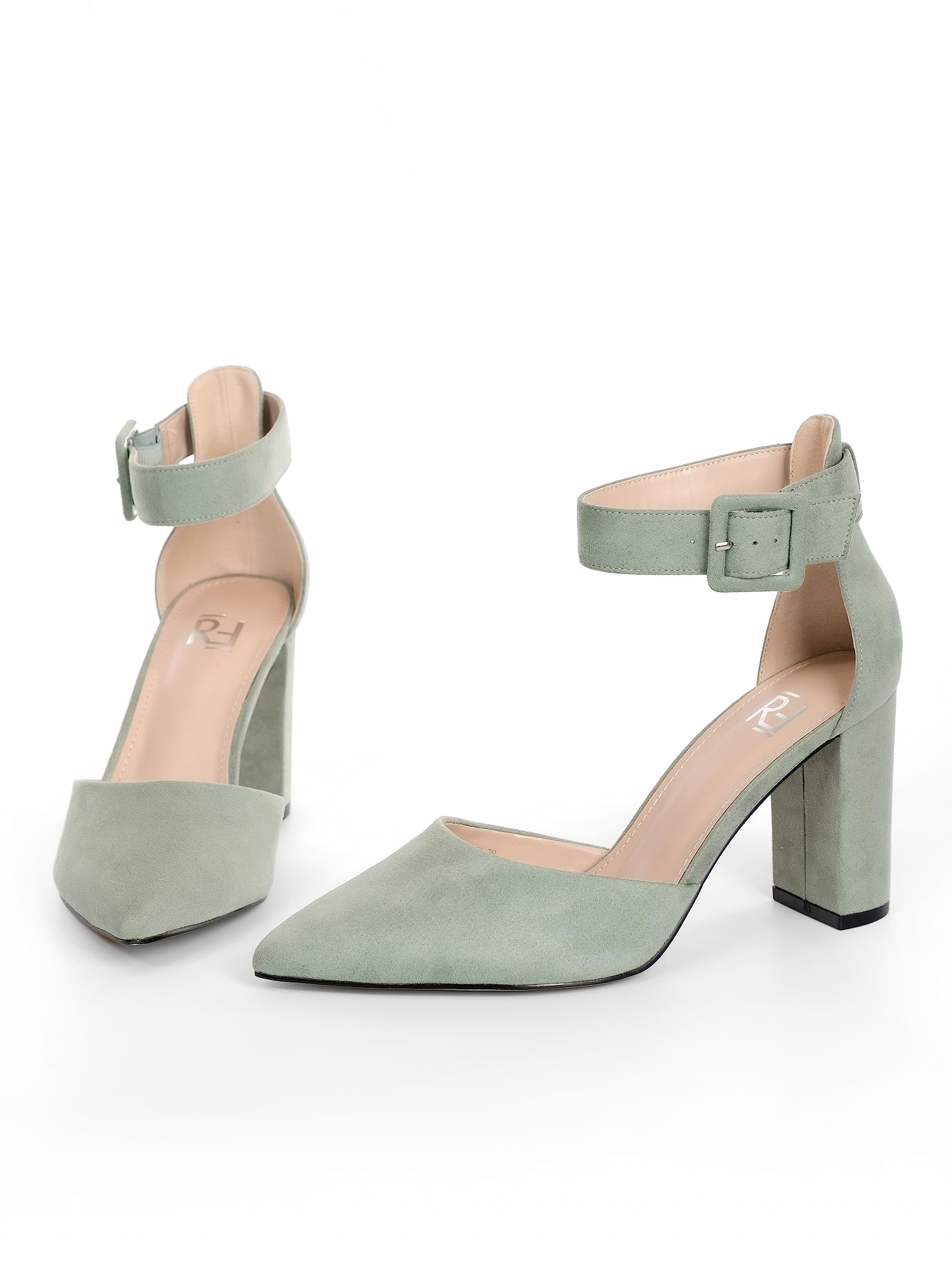 Tacones, 8.5 cm Tacón Bloque, Zapatos con Trasera, 8.5 cm Tacón Bloque, Blanco/Beige/Negro/Rosa/Verde/Gris/Rojo, Cuero sintético/Ante sintética, Zapatos Destalonados, Slingbacks, 2062A